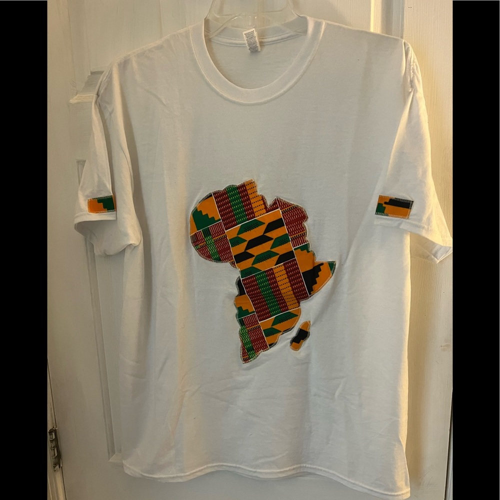 Shirt accented with African fabric